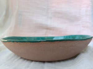 Schale Oval in Meeresblau Optik
