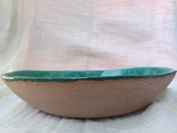 Schale Oval in Meeresblau Optik